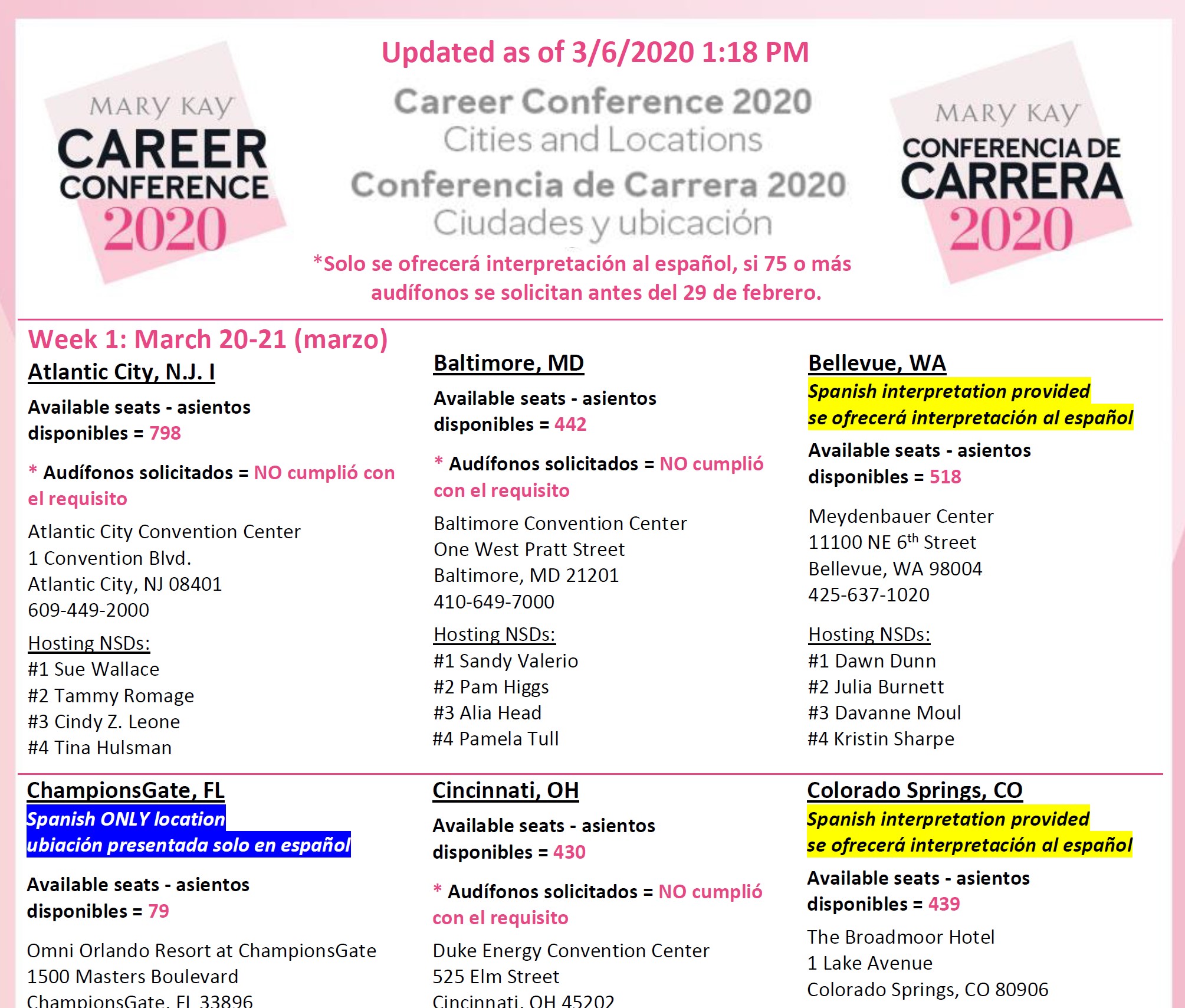 Career Conference Lots of Seats Available! Pink Truth